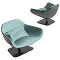 Modern Light Green Curved Leisure Chair with Black Base and Soft Cushion