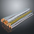 Natural Wood And Stone Long Strips Featuring Orange Cross Sections And Gray Textures