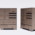 Pair of Wooden Dressers With Multiple Drawers And Metal Handles Modern Design