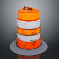 Orange And White Striped Traffic Drum With Stacked Layers Top Handle And Base