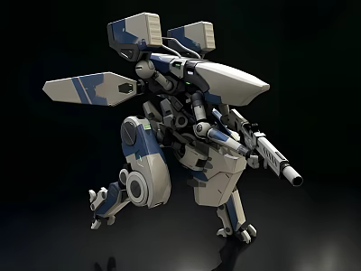 Advanced Humanoid Mechanical Industrial Equipment Featuring Weapon System And Armored Joints 3d model
