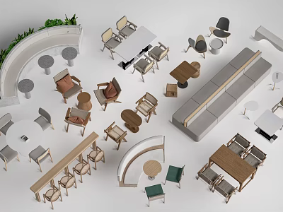 Modern Stylish Table and Chair Sets with Various Designs and Materials 3d model