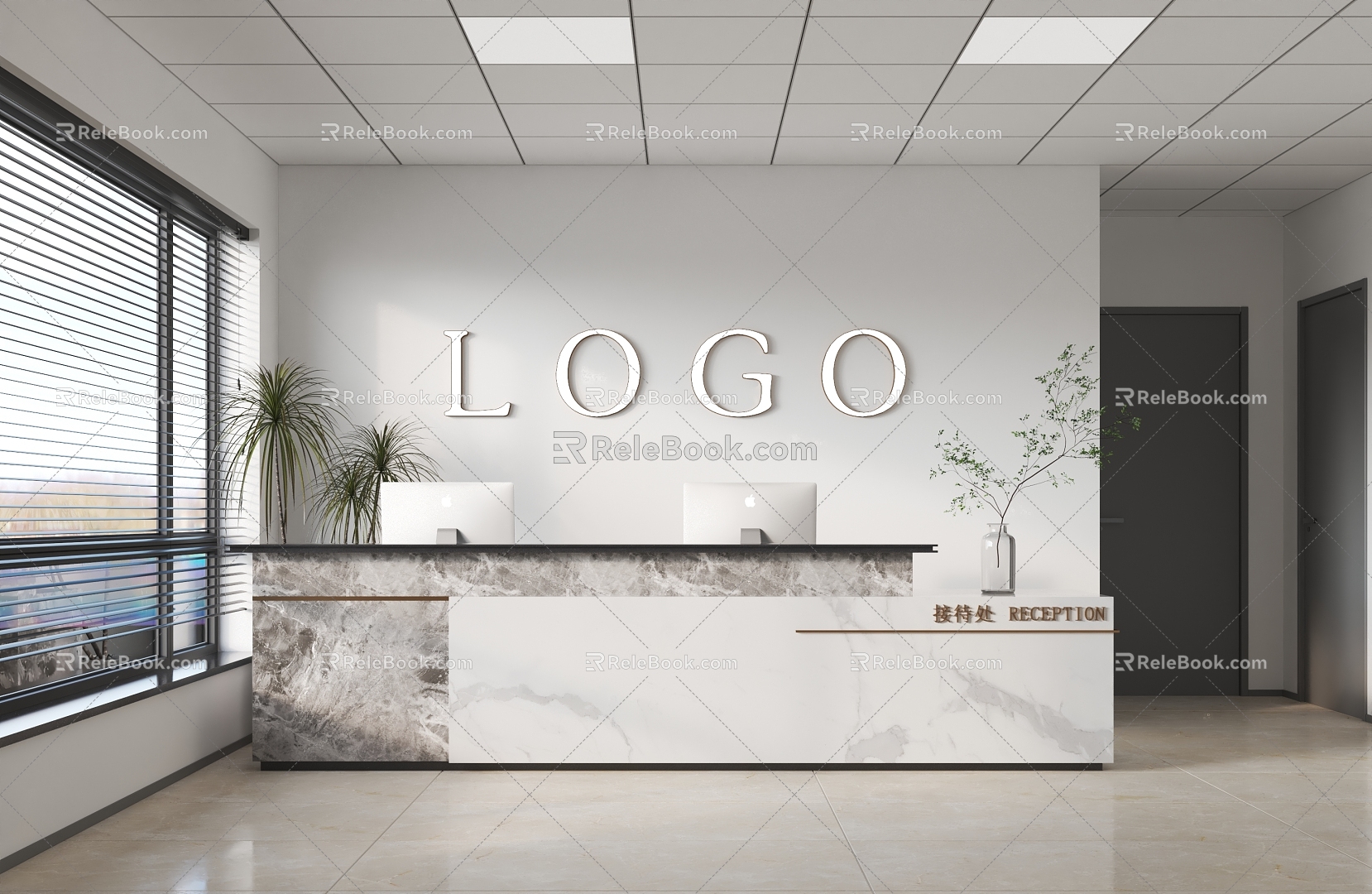 Marble Front Desk 3d model