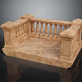 Classic Decorative Stone Railing With Pillars And Balusters For Platform Design 3d model