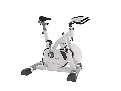 White And Black Stationary Exercise Bike With Adjustable Seat Handlebars And Stable Base 3d model