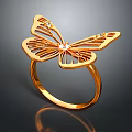 Butterfly Shaped Gold Ring With Diamond Decorative Jewelry For Daily Use