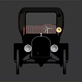 Vintage Classic Car With Black Body Red Seats And Orange Spoked Wheels