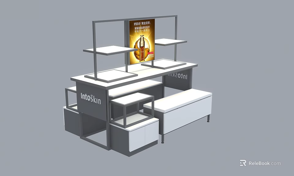 Multi Tiered Wine Display Shelf With Modern Design And Cabinet Storage 3d model 