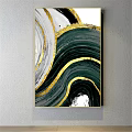 Modern abstract painting gold and silver porch abstract color block decorative painting 3d model