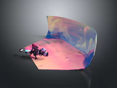 Colorful Motorcycle Design With Abstract Curved Transparent Structure And Background 3d model