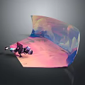 Colorful Motorcycle Design With Abstract Curved Transparent Structure And Background