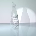 Transparent Bottle Shaped Ceramic Vessel With Text On Surface And Shadow On Smooth Surface 3d model
