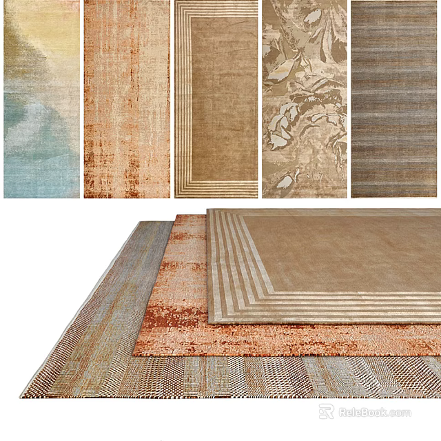 Elegant Square Rugs with Various Patterns and Colors for Modern Interior Design 3d model