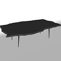 Modern Minimalist Dining Table With Wooden Top Irregular Edge And Slim Black Legs 3d model