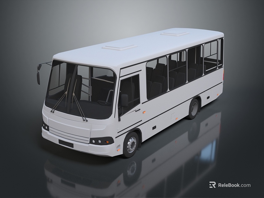 White Modern Urban Bus With Large Windows And Sleek Exterior Design 3d model 