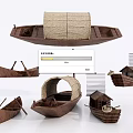 Wooden Boats With Various Traditional Designs Sails Canopies And Classic Structures