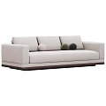 Modern Three Seater Sofas Light Gray Green and Dark Gray with Round Cushions Wooden Legs