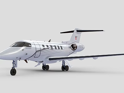 Modern White Passenger Jet With Black Stripes Streamlined Design Tail Fin And Landing Gear Features 3d model