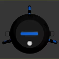 Portable Black Barbecue Grill With Blue Handles Stable Stand And Lower Tray
