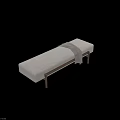 Modern Light Gray Upholstered Sofa Bench With Wooden Legs And Draped Blanket