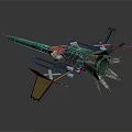 Futuristic Green Sci Fi Spaceship Model With Multiple Thrusters And Complex Structure 3d model