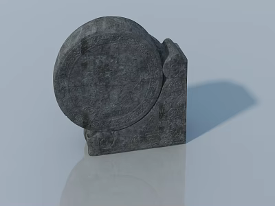 Gray Stone Kitchen Appliance With Round Top And Square Textured Base 3d model