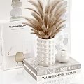 Minimalist Decorative Ornament Set With Pampas Grass Vase Books And Stone Decor