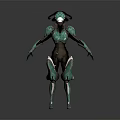 Game Movie Character With Green Armor Black Accents And Futuristic Horned Head Design