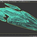 Science Fiction Spaceship With Gray Body Blue And Red Details NX-0002