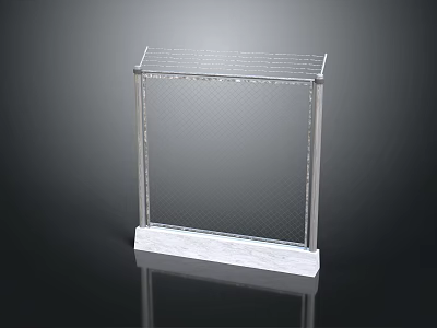 Modern Metal Mesh Fence With Sturdy Frame And White Marble Base 3d model