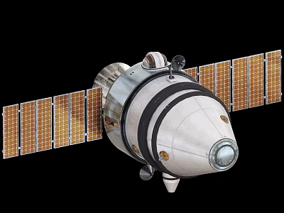 Modern Orbital Satellite Featuring Extended Solar Panels And Metallic Body 3d model