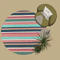 Modern Round Carpet Single Sofa Decorative Ornaments 3d model