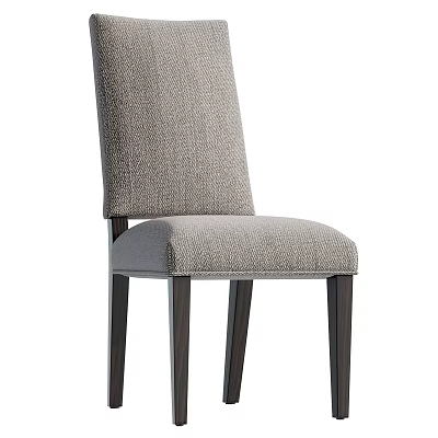 Modern Minimalist Dining Chair With Gray Linen Fabric Upholstery And Dark Wooden Legs 3d model