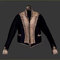 Daily Use Dark Blue Coat With Pink Collar Front And Cuffs Decor Details