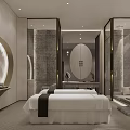 Luxurious Modern SPA Sauna Interior With Massage Beds And Serene Ambiance
