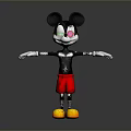 Game Movie Character With Stretched Arms Large Black Ears Red Shorts Yellow Shoes