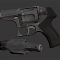 Vintage Revolver Weapon With Classic Holster And Metallic Finish Details