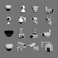 Modern surveillance camera monitor spherical camera infrared monitor probe monitoring combination 3d model