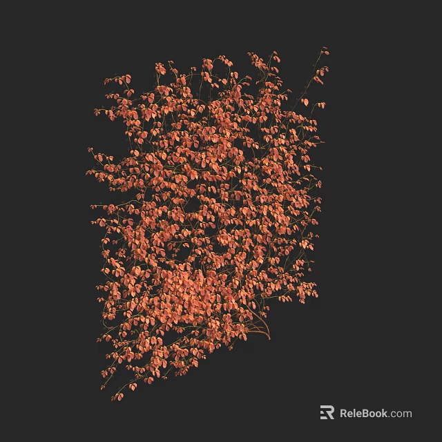 Orange Vines With Small Flowers And Berries Against Black Background 3d model 
