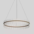 Elegant Modern Circular Chandelier With Transparent Geometric Shapes And Metal Frame