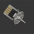 Mechanical Component Design With Silver Propeller And Black Gold Stripes