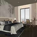 Modern Hotel Guest Room With Comfortable Bed Large Window And Wooden Flooring