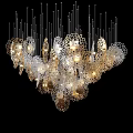 Artistic Modern Chandelier With Intricate Cutout Design Metallic Frame And Warm Glowing Lights