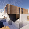 Boutique Villa Modern Wooden And White Exterior With Swimming Pool Wooden Steps And Natural Surroundings