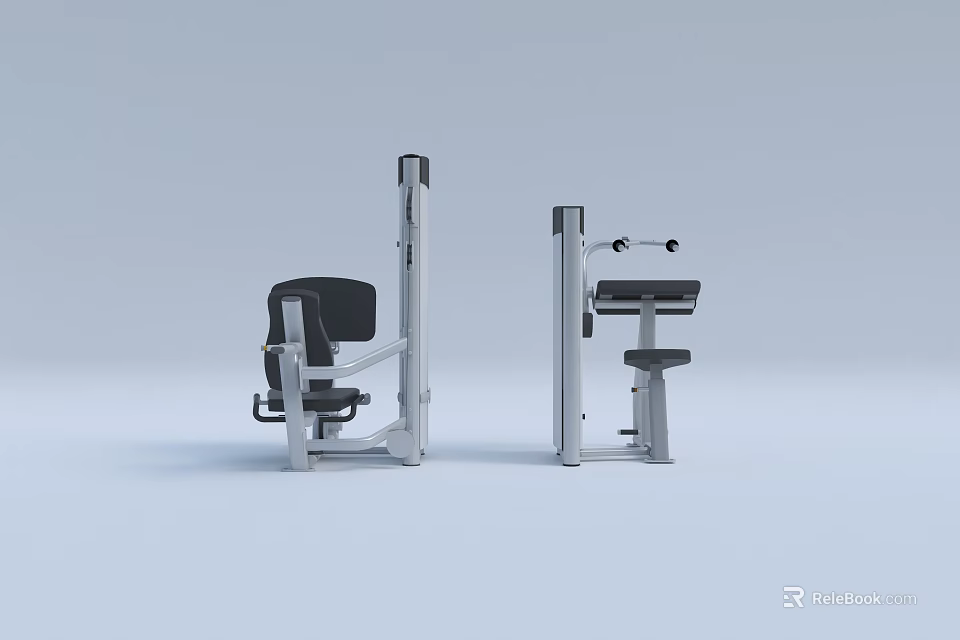 Professional Fitness Equipment With Metal Frame And Black Seats For Modern Gym Training 3d model 