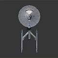 Enterprise Starship With Disc Shaped Hull And Silver Blue Engine Nacelles For Space Exploration