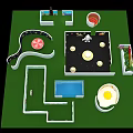 Cartoon Scene Layout With Curved Path Blue Pool And Colorful Plants