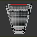 Metal Shopping Cart With Two Tier Basket Red Handle And Wheels
