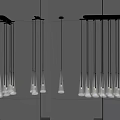 Stylish Modern Conical Chandeliers With Transparent Light Bodies On Gray Wall