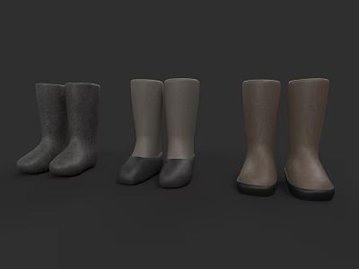 Stylish Long Knee High Boots in Gray Light Gray Brown with Black Soles 3d model